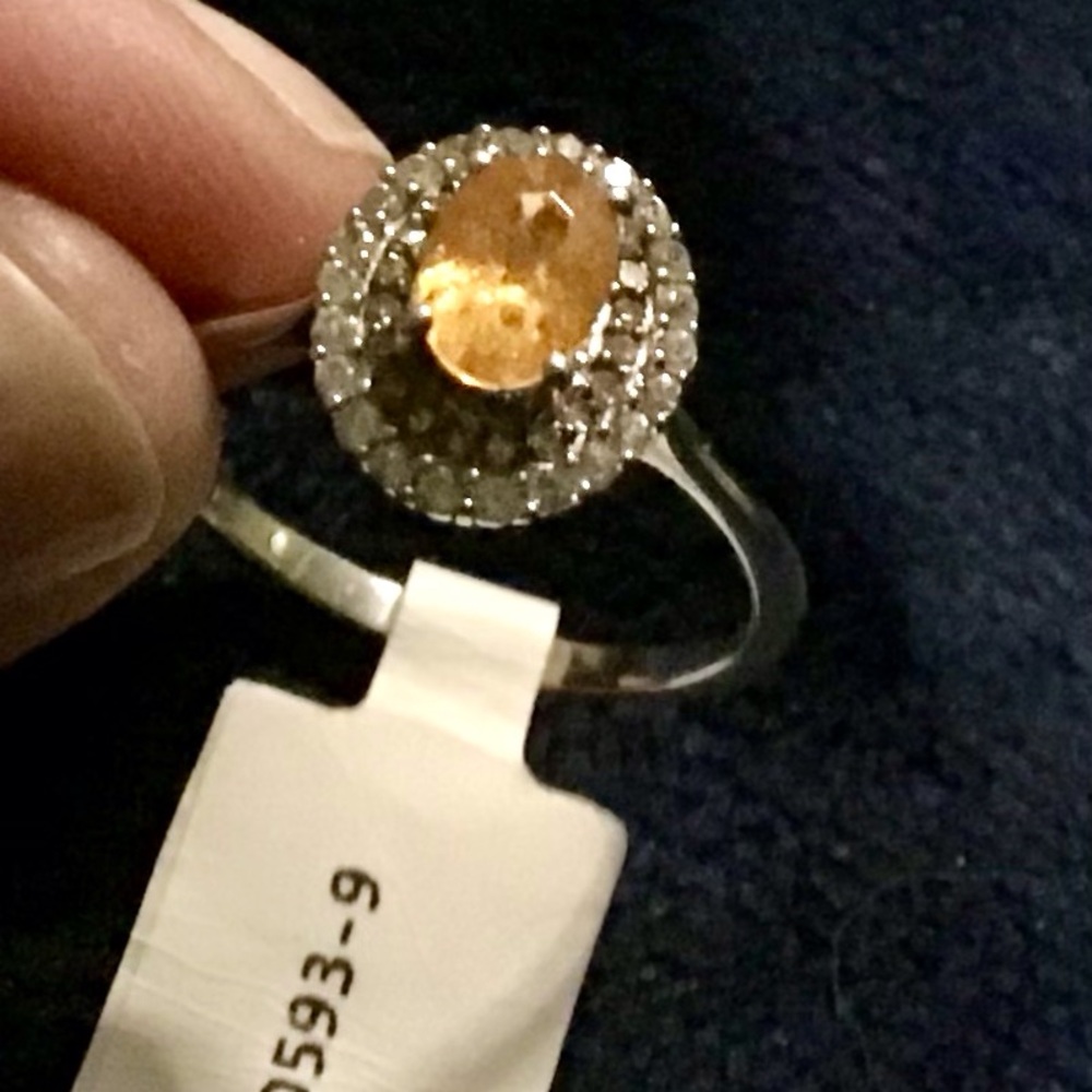 JTV Orange Spessarite 1.24ctw Silver Double Halo Ring